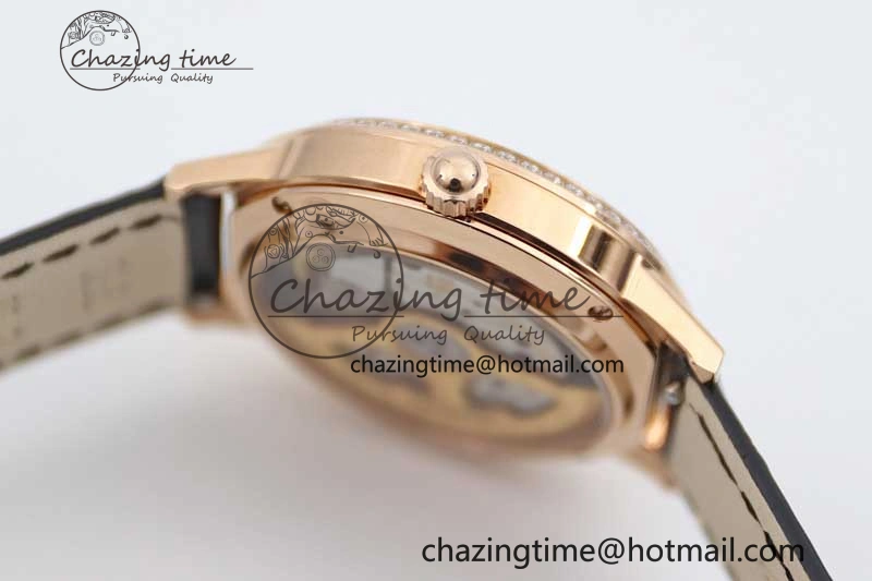 Rendez-Vous Date RG Q8F Best Edition White Dial Diamonds Bezel on Black Leather Strap A898