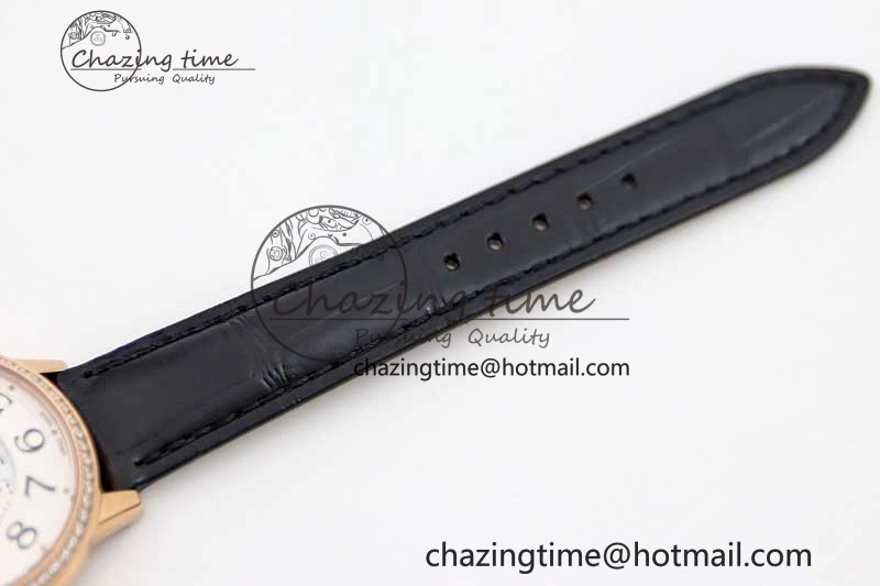 Rendez-Vous Date RG Q8F Best Edition White Dial Diamonds Bezel on Black Leather Strap A898