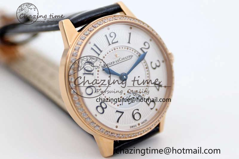 Rendez-Vous Date RG Q8F Best Edition White Dial Diamonds Bezel on Black Leather Strap A898