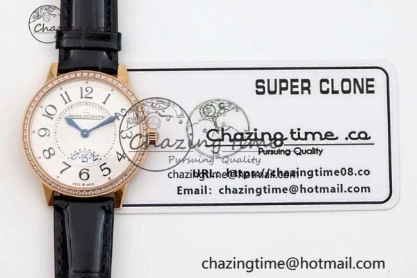 Rendez-Vous Date RG Q8F Best Edition White Dial Diamonds Bezel on Black Leather Strap A898