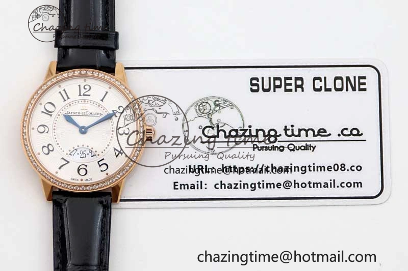 Rendez-Vous Date RG Q8F Best Edition White Dial Diamonds Bezel on Black Leather Strap A898