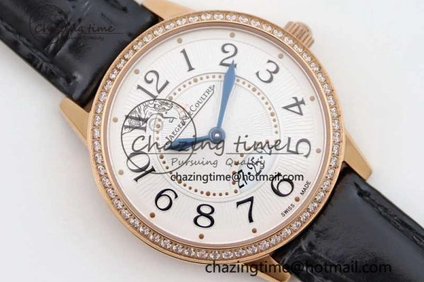 Rendez-Vous Date RG Q8F Best Edition White Dial Diamonds Bezel on Black Leather Strap A898