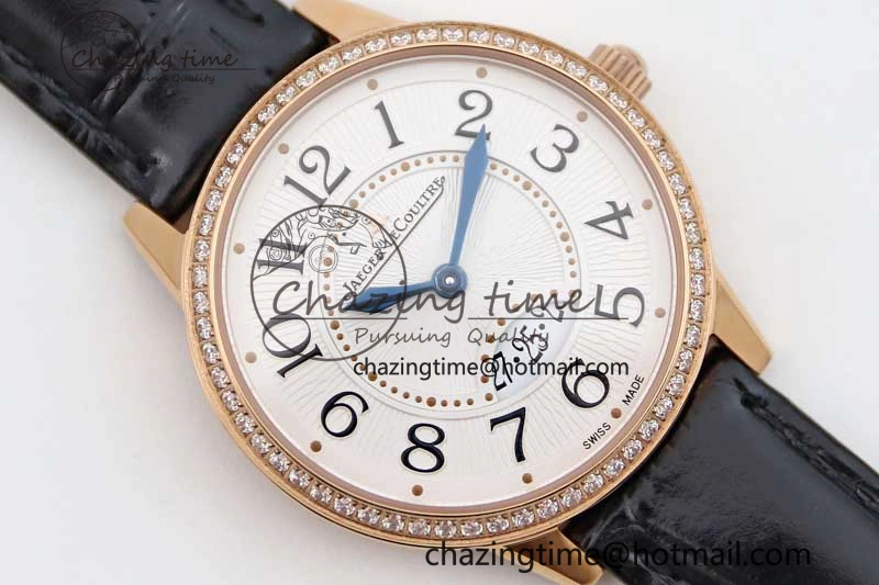 Rendez-Vous Date RG Q8F Best Edition White Dial Diamonds Bezel on Black Leather Strap A898