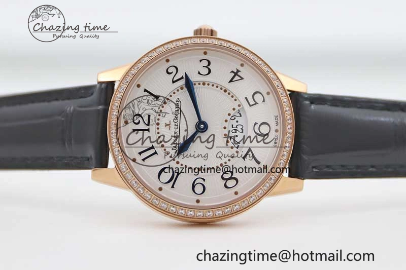 Rendez-Vous Date RG Q8F Best Edition White Dial Diamonds Bezel on Black Leather Strap A898