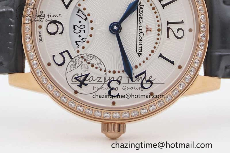 Rendez-Vous Date RG Q8F Best Edition White Dial Diamonds Bezel on Black Leather Strap A898