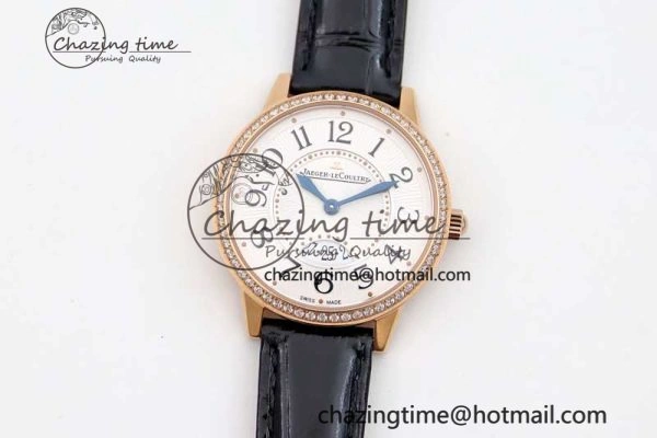 Rendez-Vous Date RG Q8F Best Edition White Dial Diamonds Bezel on Black Leather Strap A898