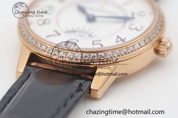 Rendez-Vous Date RG Q8F Best Edition White Dial Diamonds Bezel on Black Leather Strap A898
