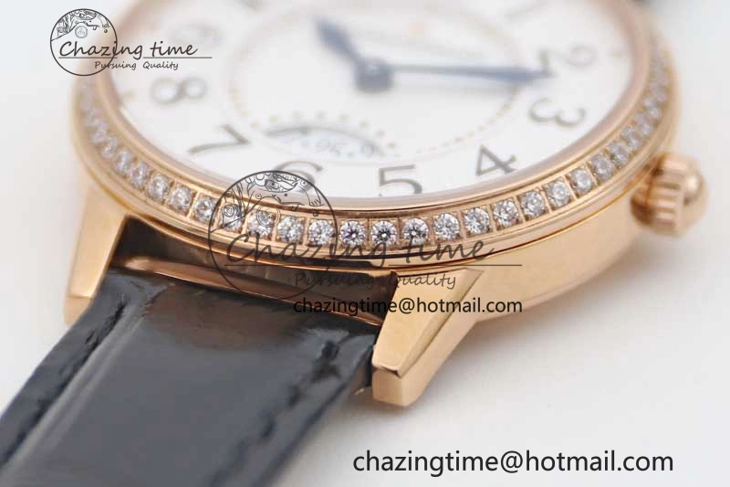 Rendez-Vous Date RG Q8F Best Edition White Dial Diamonds Bezel on Black Leather Strap A898