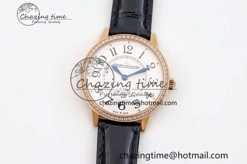 Rendez-Vous Date RG Q8F Best Edition White Dial Diamonds Bezel on Black Leather Strap A898