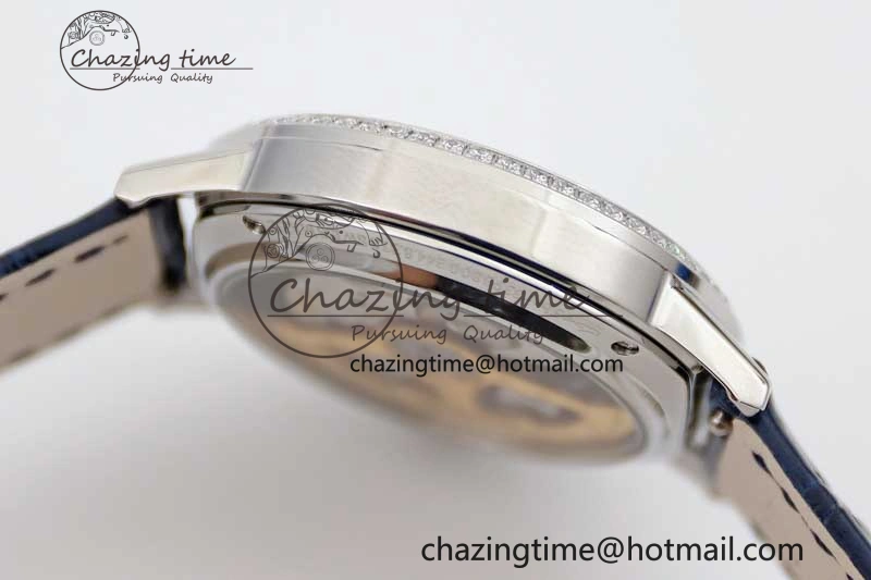 Rendez-Vous Date SS Q8F Best Edition White Dial Diamonds Bezel on Blue Leather Strap A898