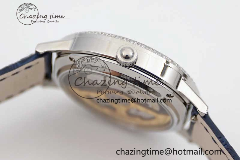 Rendez-Vous Date SS Q8F Best Edition White Dial Diamonds Bezel on Blue Leather Strap A898
