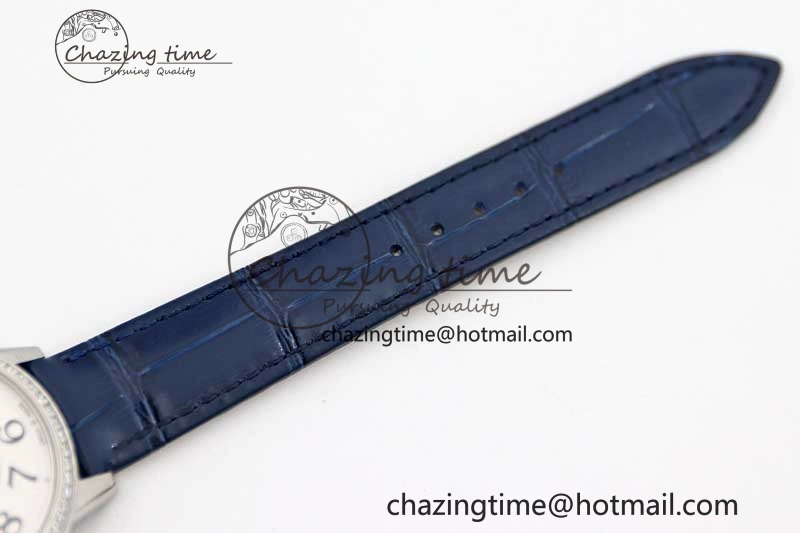 Rendez-Vous Date SS Q8F Best Edition White Dial Diamonds Bezel on Blue Leather Strap A898
