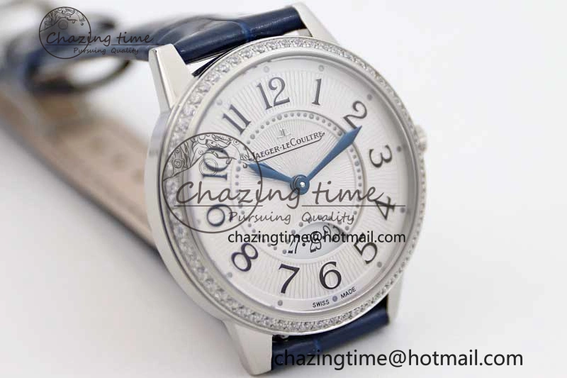 Rendez-Vous Date SS Q8F Best Edition White Dial Diamonds Bezel on Blue Leather Strap A898
