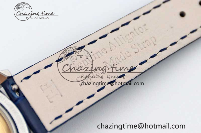 Rendez-Vous Date SS Q8F Best Edition White Dial Diamonds Bezel on Blue Leather Strap A898