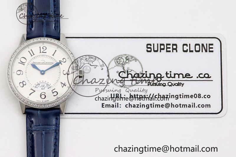Rendez-Vous Date SS Q8F Best Edition White Dial Diamonds Bezel on Blue Leather Strap A898