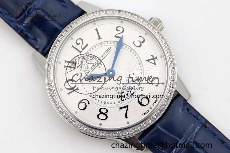 Rendez-Vous Date SS Q8F Best Edition White Dial Diamonds Bezel on Blue Leather Strap A898