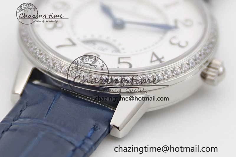 Rendez-Vous Date SS Q8F Best Edition White Dial Diamonds Bezel on Blue Leather Strap A898