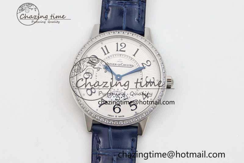 Rendez-Vous Date SS Q8F Best Edition White Dial Diamonds Bezel on Blue Leather Strap A898