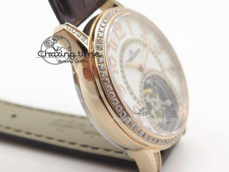 Rendez-Vous Ladies RG White MOP Dial Tourbillon on Brown Alligator Leather