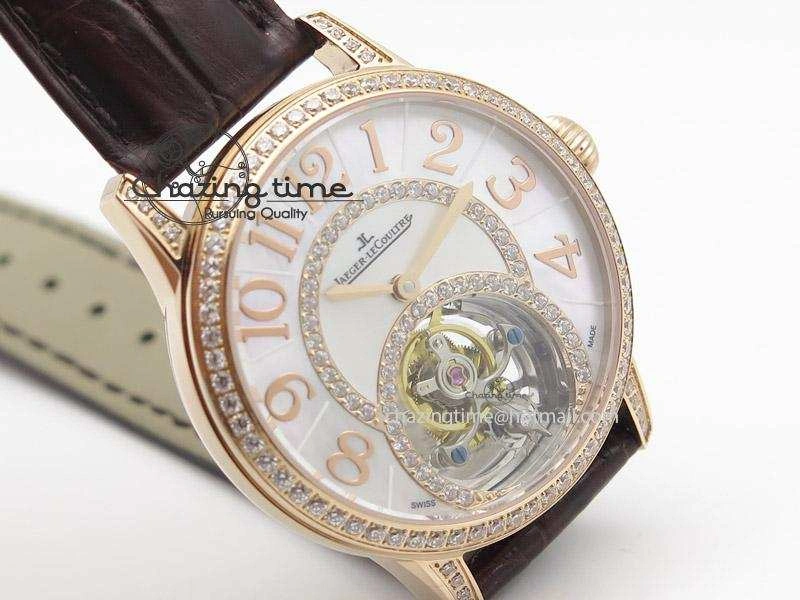 Rendez-Vous Ladies RG White MOP Dial Tourbillon on Brown Alligator Leather