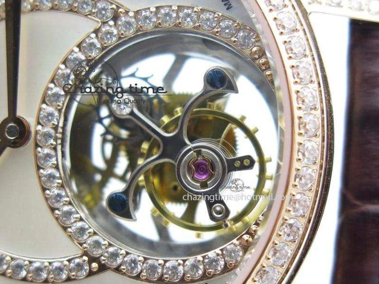 Rendez-Vous Ladies RG White MOP Dial Tourbillon on Brown Alligator Leather
