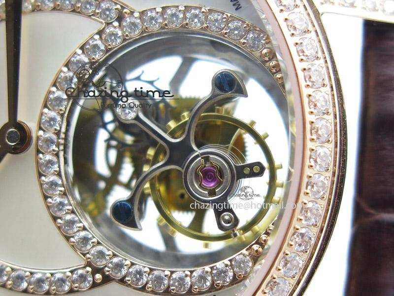 Rendez-Vous Ladies RG White MOP Dial Tourbillon on Brown Alligator Leather