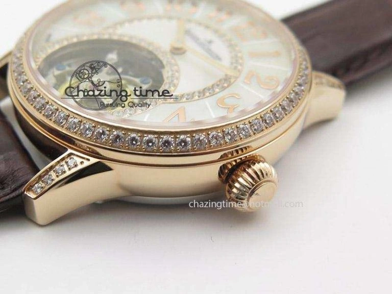 Rendez-Vous Ladies RG White MOP Dial Tourbillon on Brown Alligator Leather