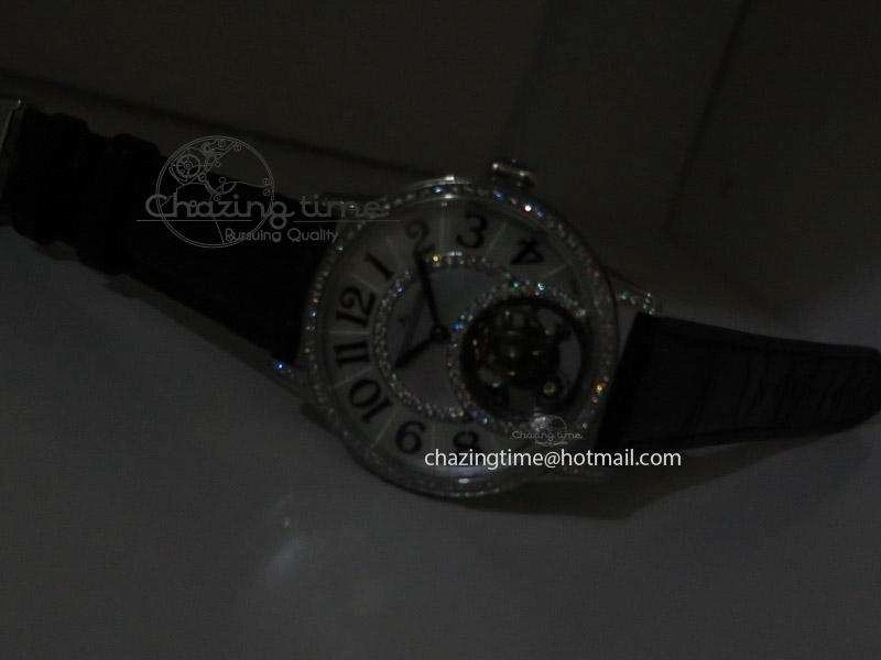 Rendez-Vous Ladies SS White MOP Dial Tourbillon on Black Alligator Leather