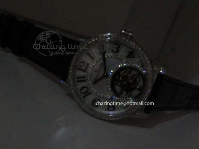 Rendez-Vous Ladies SS White MOP Dial Tourbillon on Black Alligator Leather