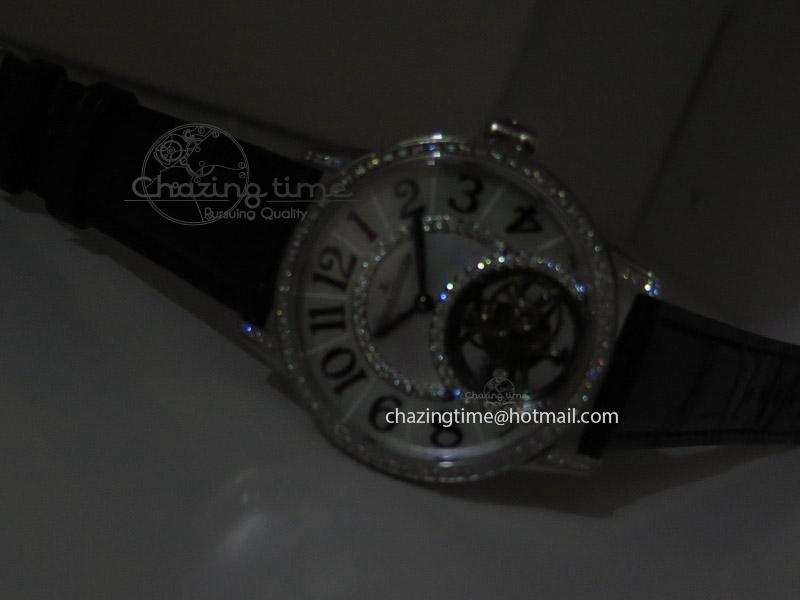 Rendez-Vous Ladies SS White MOP Dial Tourbillon on Black Alligator Leather