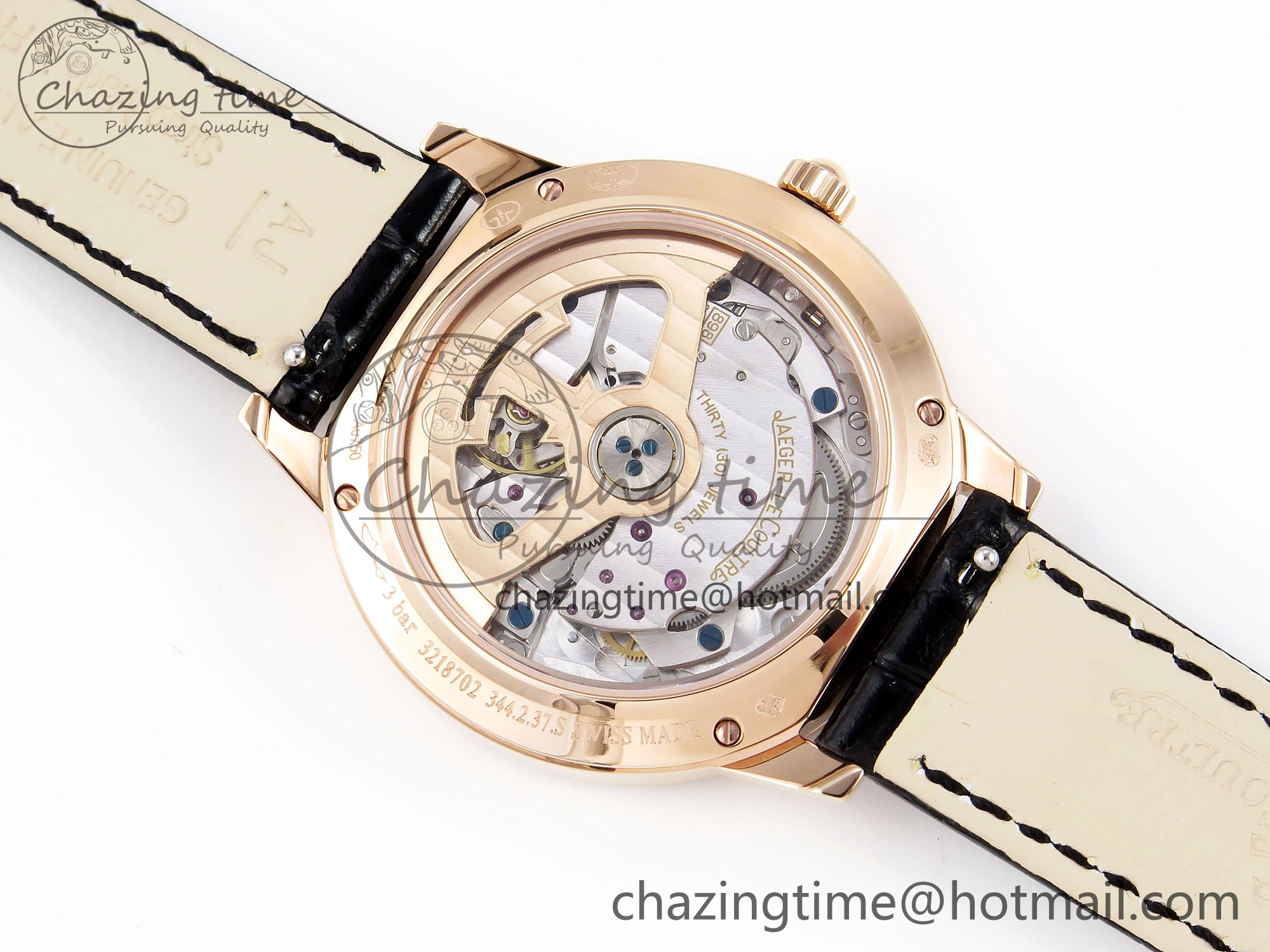 Rendez-Vous Night & Day RG APSF 1:1 Best Edition White Textured Dial Diamonds Bezel on Black Leather Strap A898