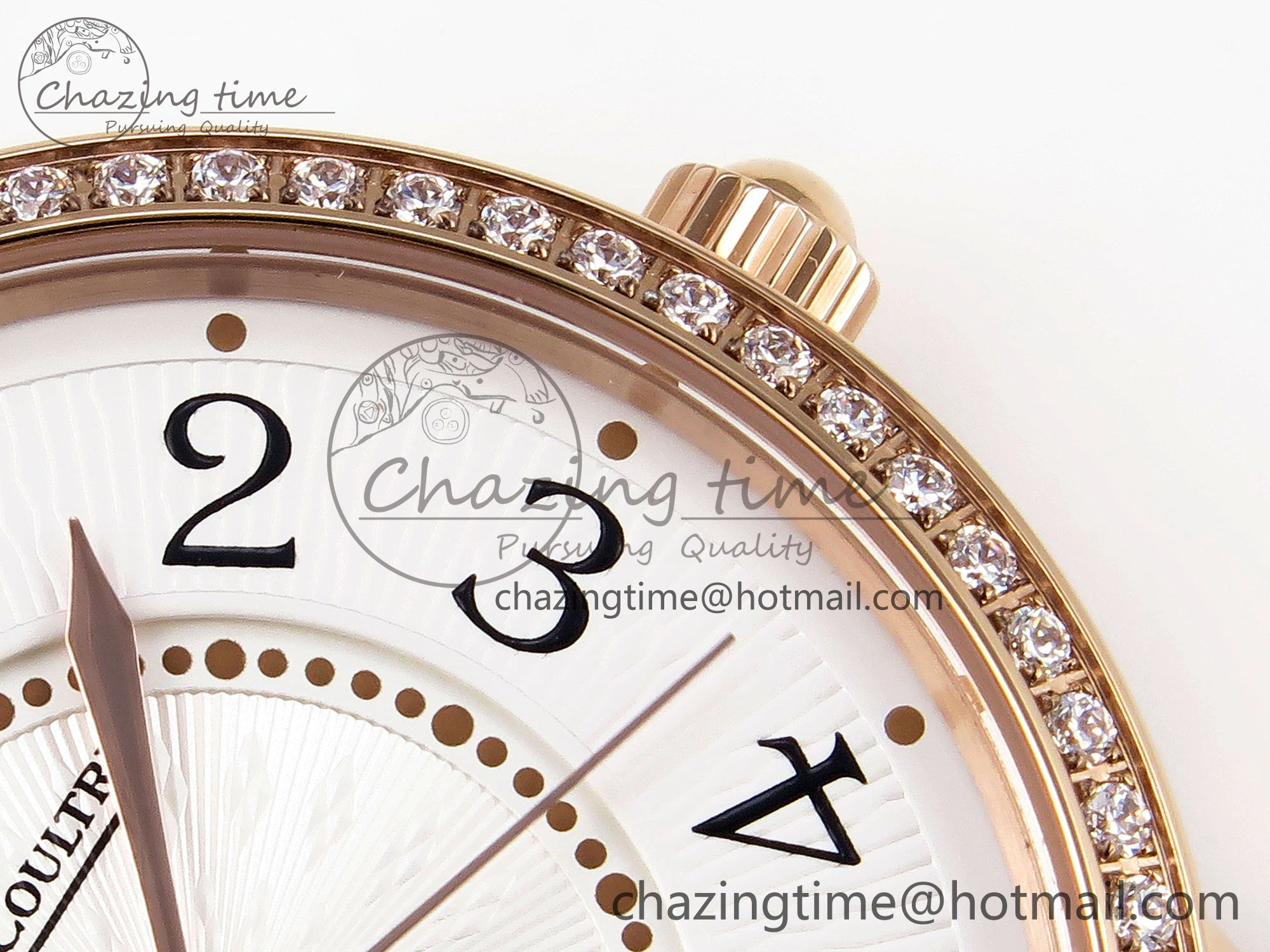 Rendez-Vous Night & Day RG APSF 1:1 Best Edition White Textured Dial Diamonds Bezel on Black Leather Strap A898