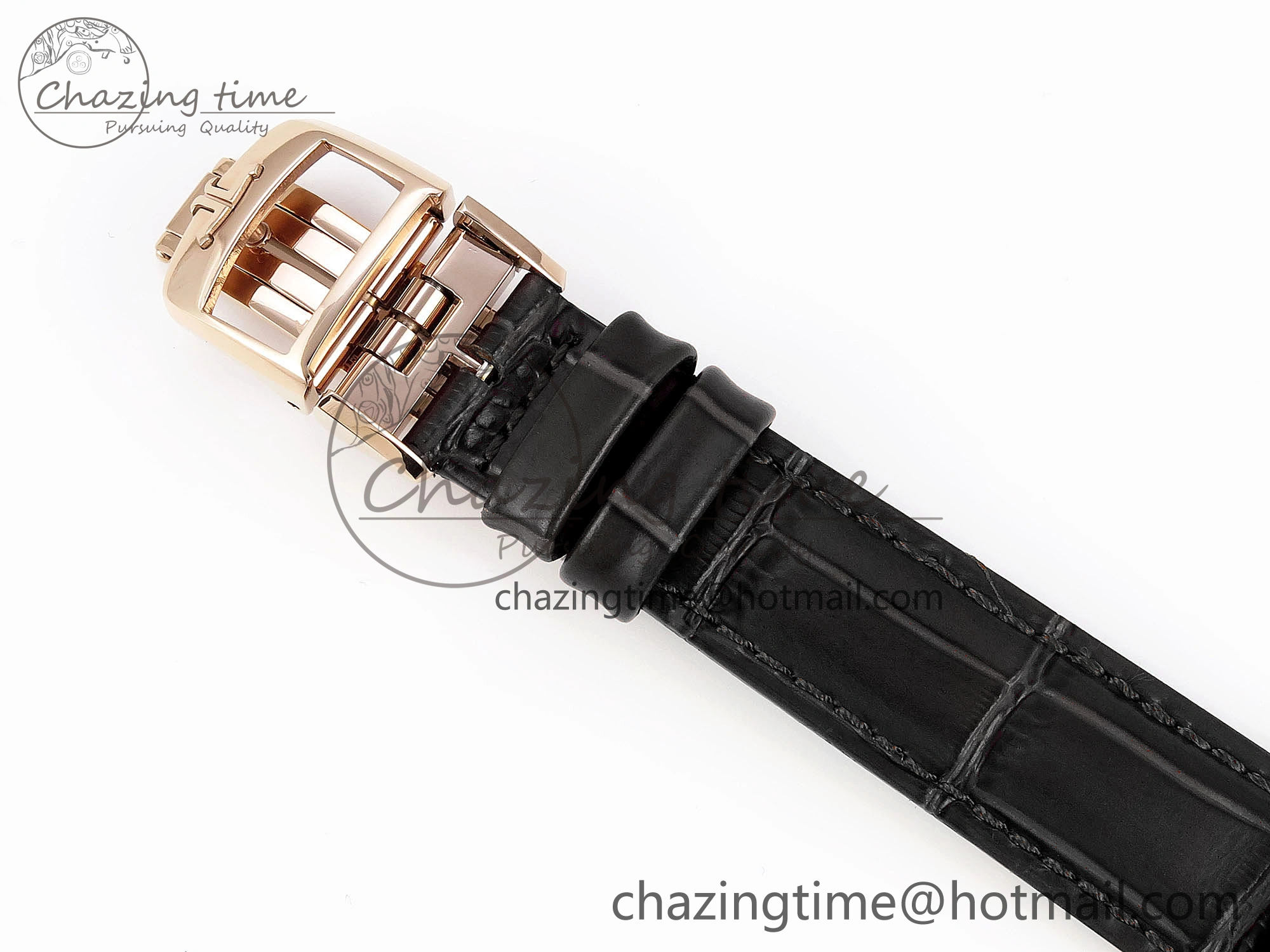 Rendez-Vous Night & Day RG APSF 1:1 Best Edition White Textured Dial Diamonds Bezel on Black Leather Strap A898