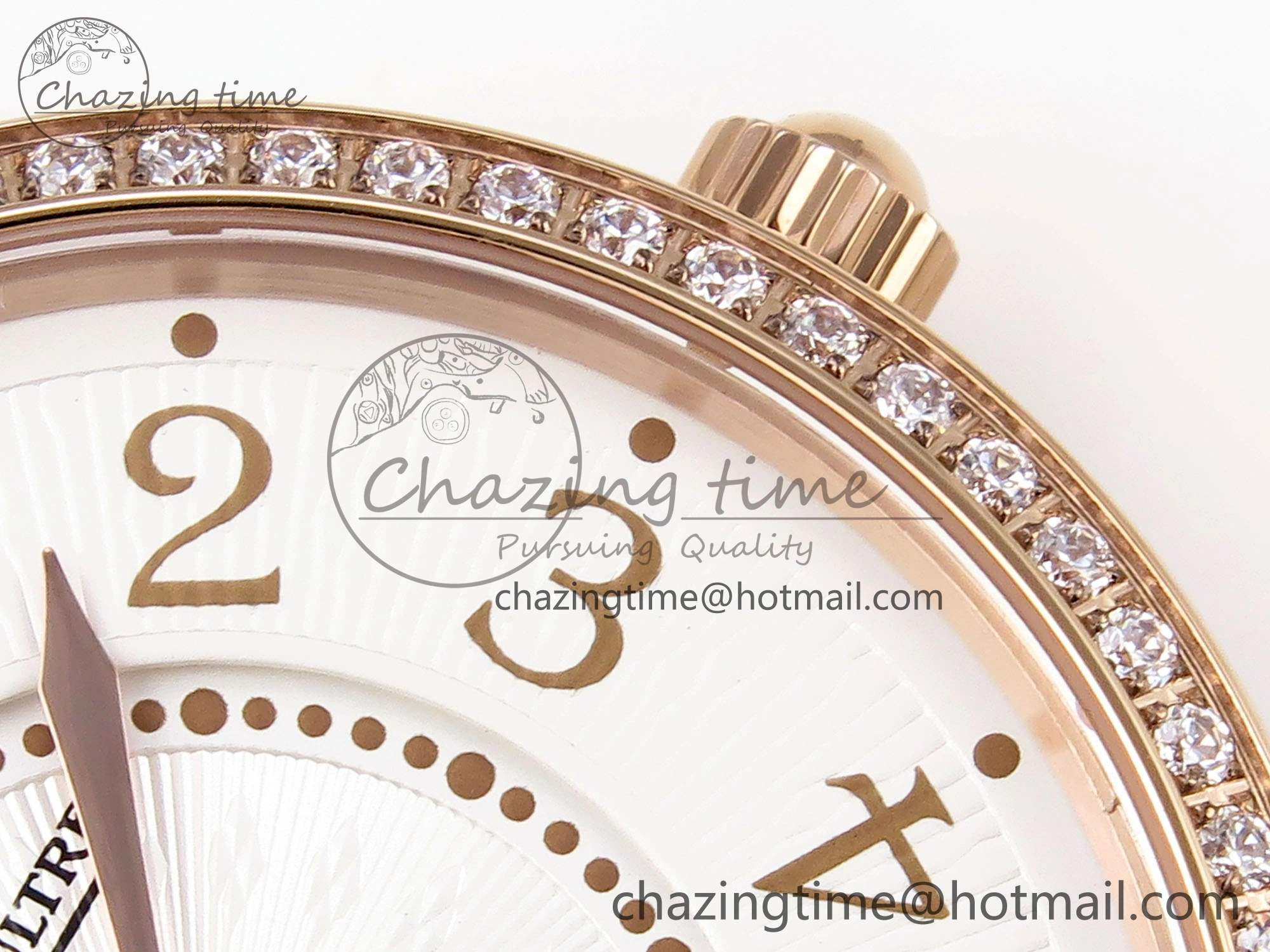 Rendez-Vous Night & Day RG APSF 1:1 Best Edition White Textured Dial Diamonds Bezel on Brown Leather Strap A898