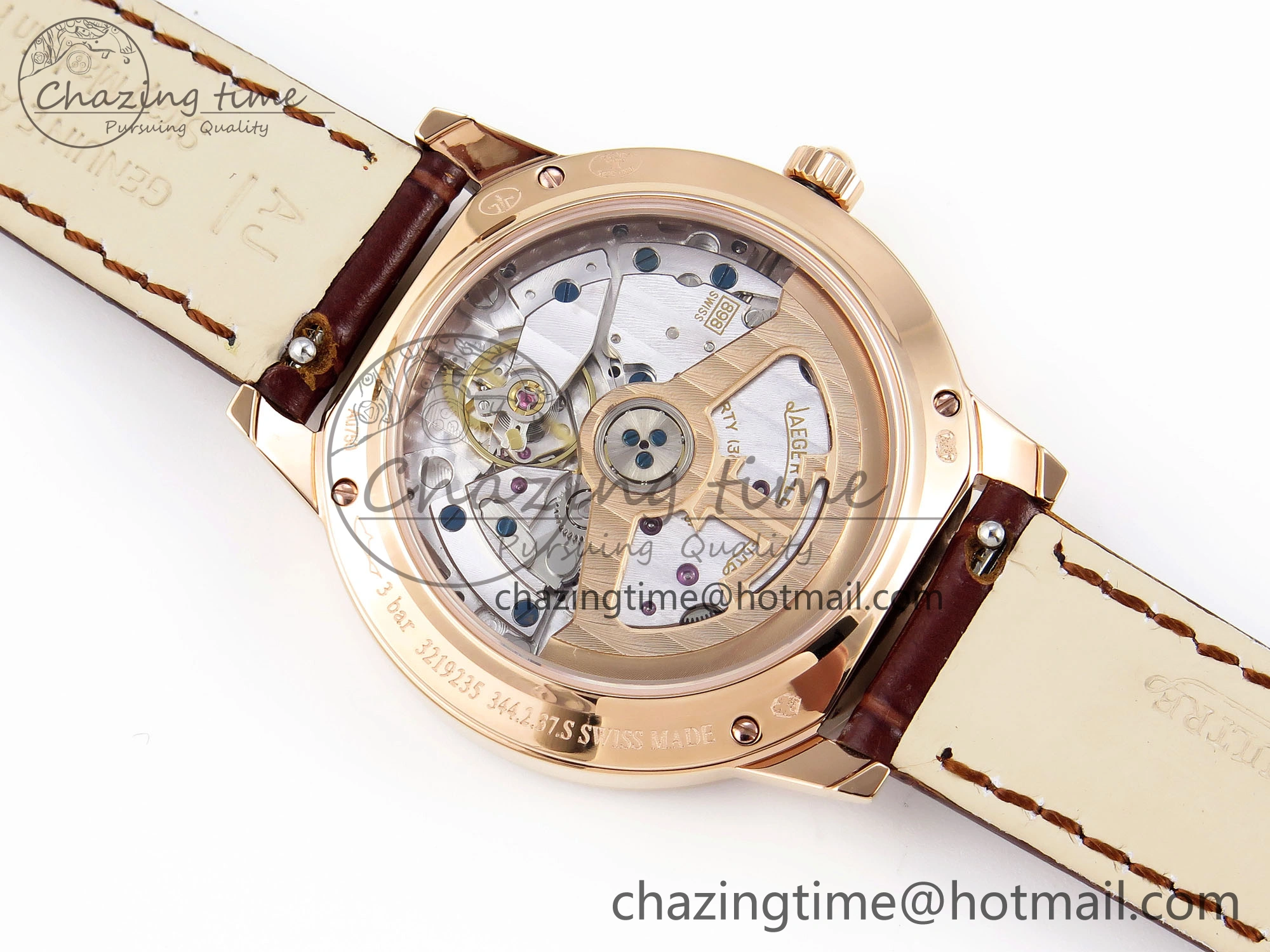 Rendez-Vous Night & Day RG APSF 1:1 Best Edition White Textured Dial Diamonds Bezel on Brown Leather Strap A898