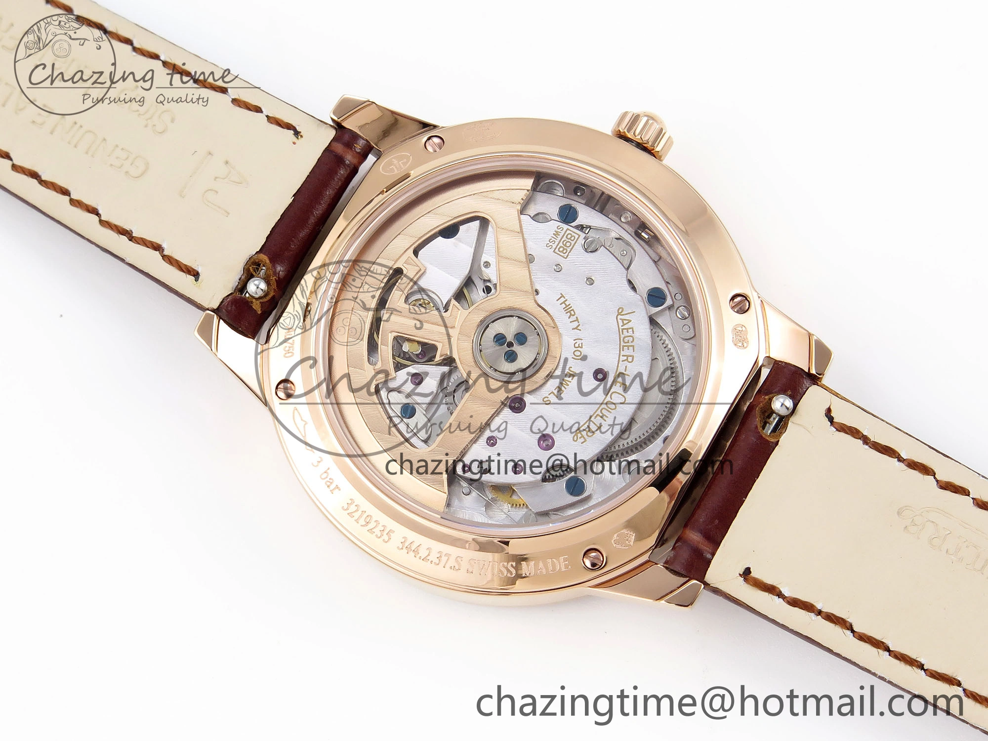 Rendez-Vous Night & Day RG APSF 1:1 Best Edition White Textured Dial Diamonds Bezel on Brown Leather Strap A898