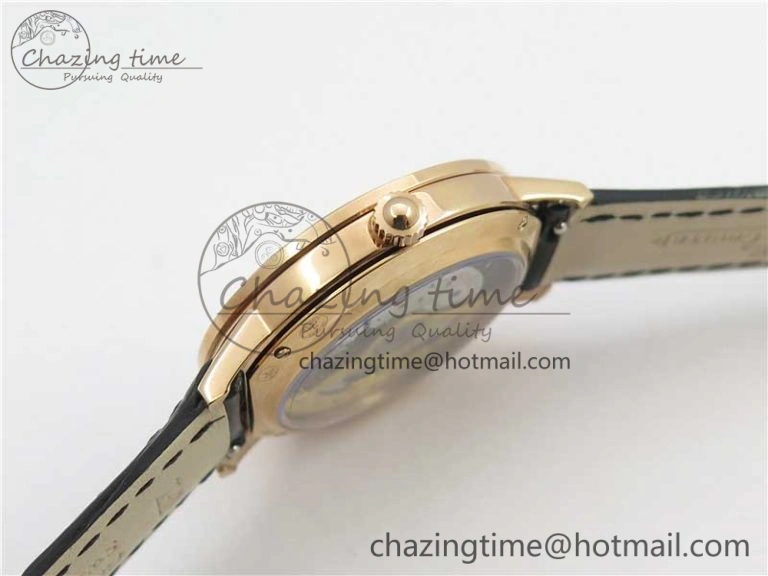 Rendez-Vous Night & Day RG ZF 1:1 Best Edition White Dial Black Markers Diamonds Bezel on Black Leather Strap A898