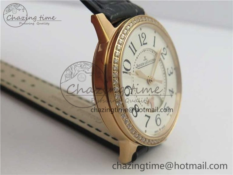 Rendez-Vous Night & Day RG ZF 1:1 Best Edition White Dial Black Markers Diamonds Bezel on Black Leather Strap A898