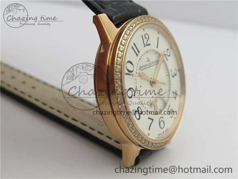 Rendez-Vous Night & Day RG ZF 1:1 Best Edition White Dial Black Markers Diamonds Bezel on Black Leather Strap A898