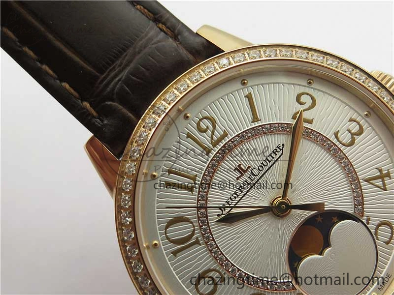 Rendez-Vous Night & Day RG ZF 1:1 Best Edition White Textured Dial Diamonds Bezel on Brown Leather Strap A898