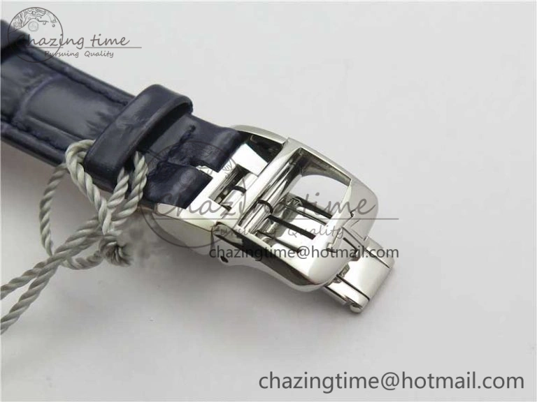 Rendez-Vous Night & Day SS Polished Bezel ZF 1:1 Best Edition White Textured Dial on Blue Leather Strap A898