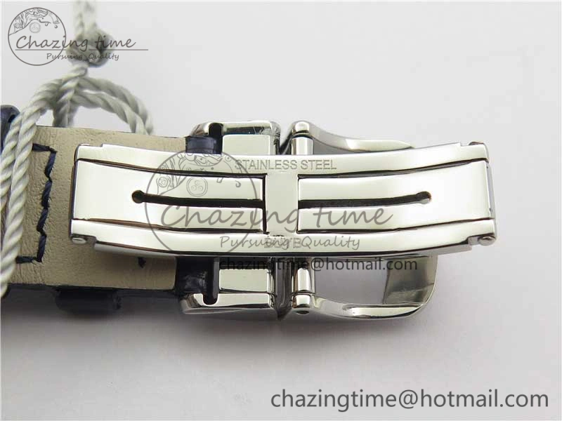 Rendez-Vous Night & Day SS Polished Bezel ZF 1:1 Best Edition White Textured Dial on Blue Leather Strap A898