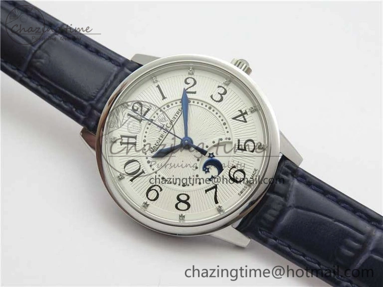 Rendez-Vous Night & Day SS Polished Bezel ZF 1:1 Best Edition White Textured Dial on Blue Leather Strap A898