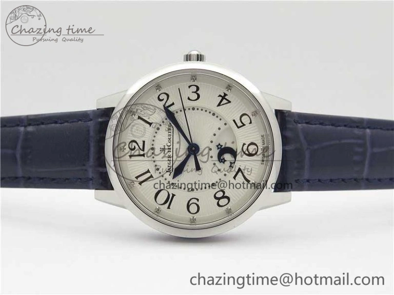 Rendez-Vous Night & Day SS Polished Bezel ZF 1:1 Best Edition White Textured Dial on Blue Leather Strap A898