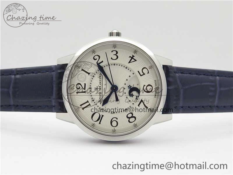 Rendez-Vous Night & Day SS Polished Bezel ZF 1:1 Best Edition White Textured Dial on Blue Leather Strap A898