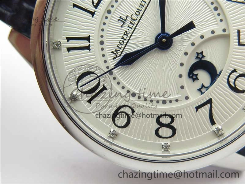 Rendez-Vous Night & Day SS Polished Bezel ZF 1:1 Best Edition White Textured Dial on Blue Leather Strap A898
