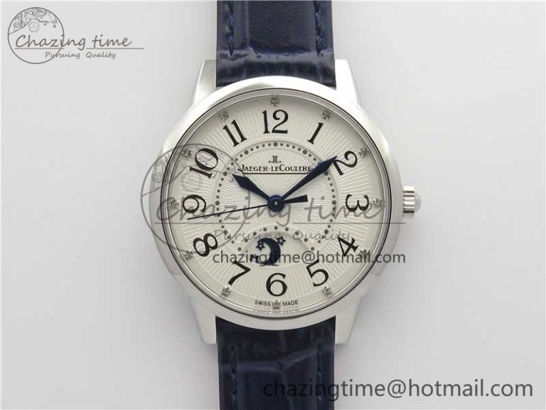 Rendez-Vous Night & Day SS Polished Bezel ZF 1:1 Best Edition White Textured Dial on Blue Leather Strap A898