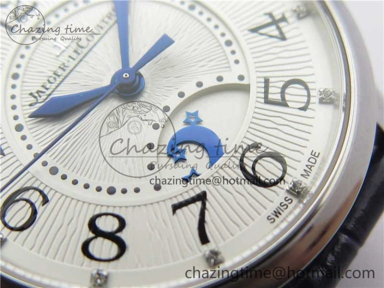 Rendez-Vous Night & Day SS Polished Bezel ZF 1:1 Best Edition White Textured Dial on Blue Leather Strap A898