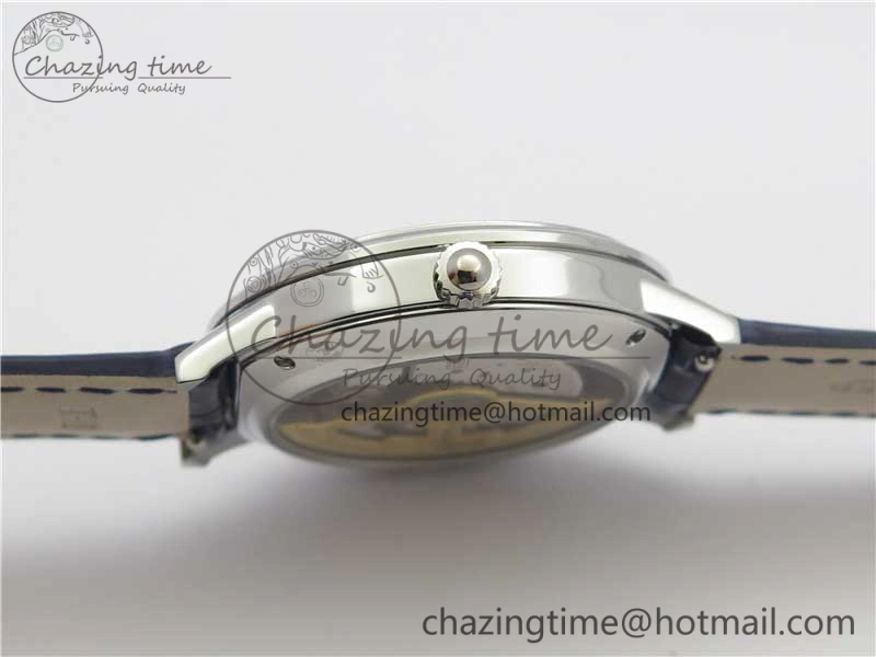 Rendez-Vous Night & Day SS Polished Bezel ZF 1:1 Best Edition White Textured Dial on Blue Leather Strap A898