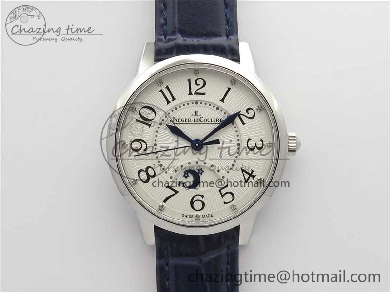 Rendez-Vous Night & Day SS Polished Bezel ZF 1:1 Best Edition White Textured Dial on Blue Leather Strap A898